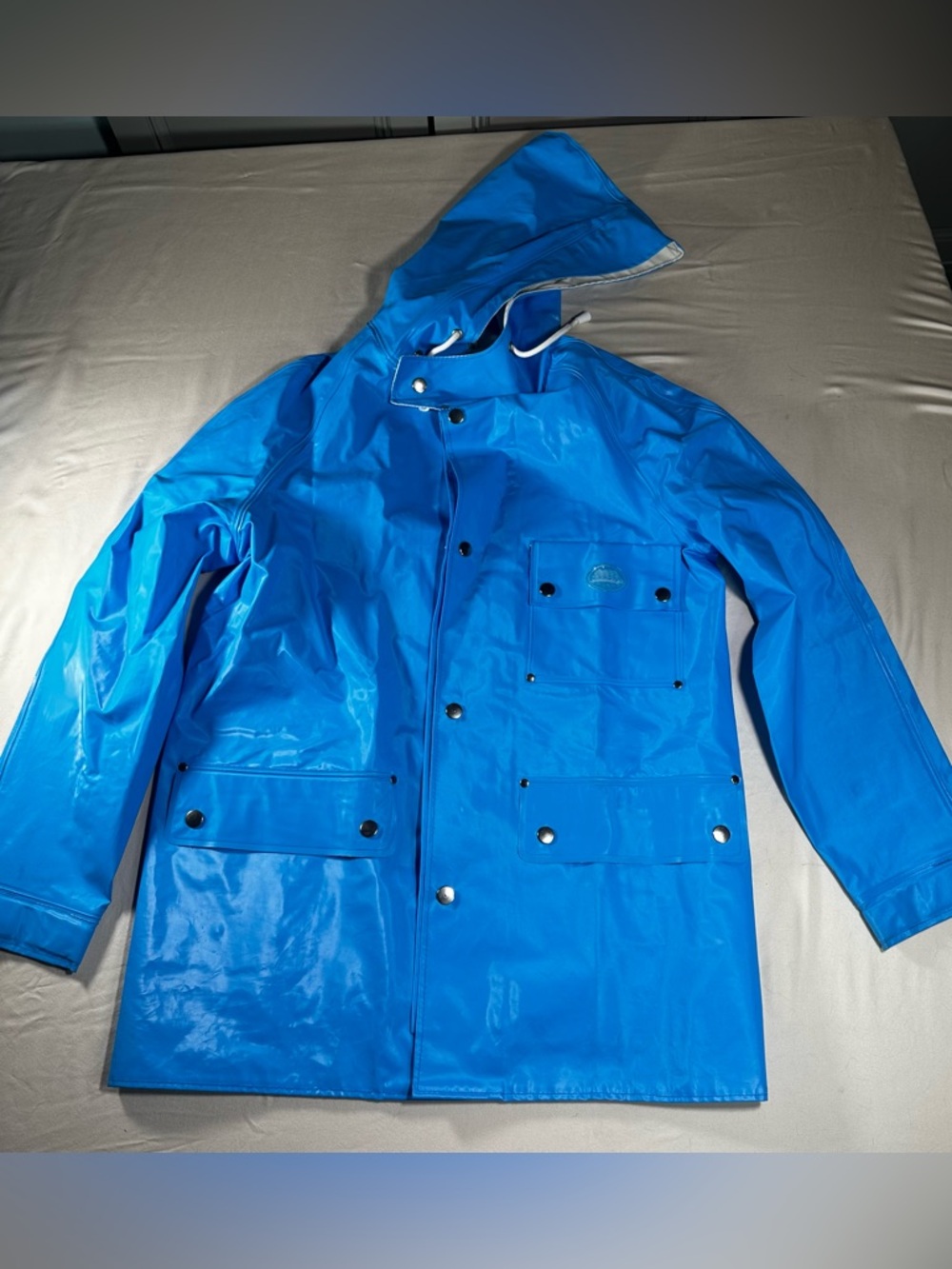 Grundens of Sweden womens XS Blue PVC fishing Raincoat vintage coastal fisherman